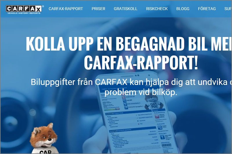 Carfax.se skärmdump