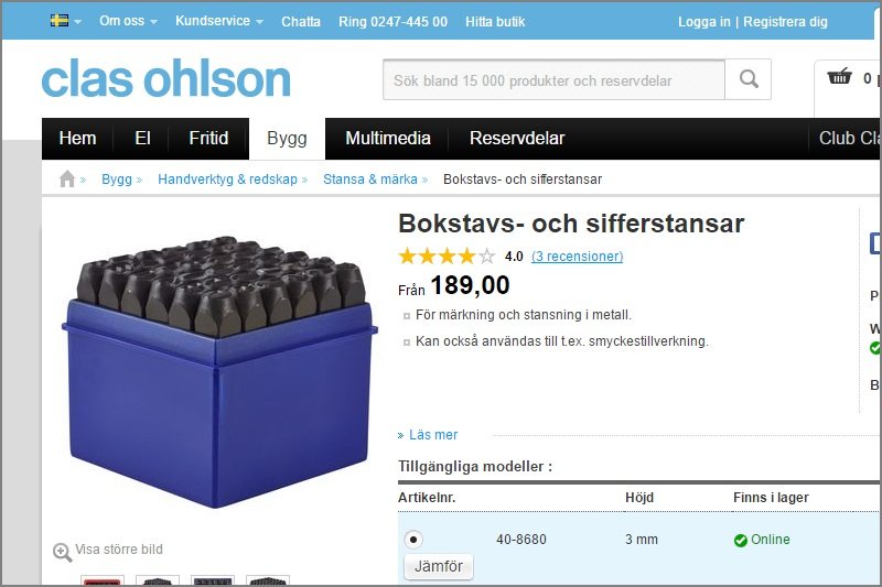 Clasohlson.se skärmdump